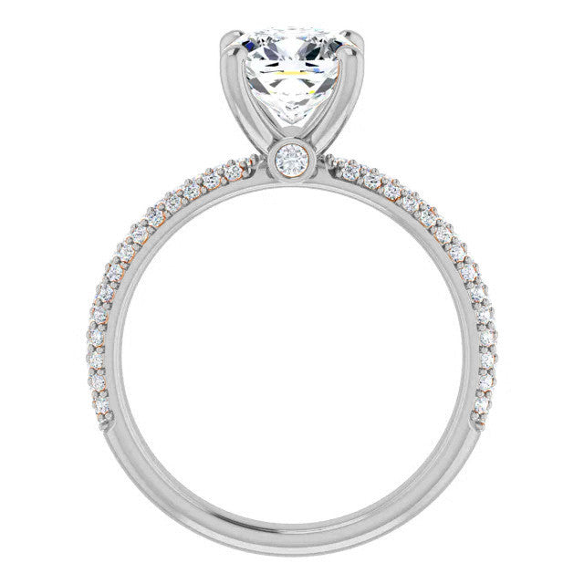 Cushion Moissanite Pave Engagement Ring