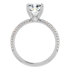 Cushion Moissanite Pave Engagement Ring