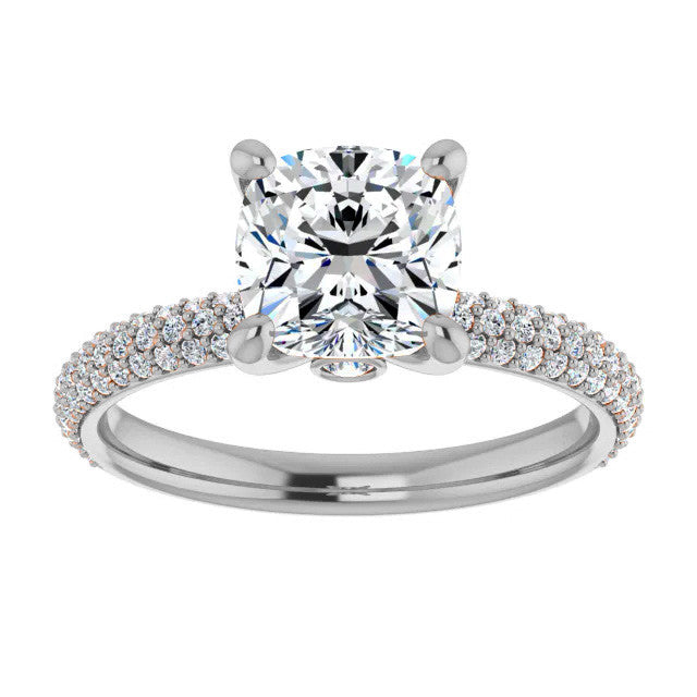 Cushion Moissanite Pave Engagement Ring