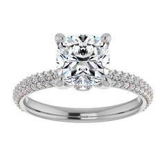 Cushion Moissanite Pave Engagement Ring