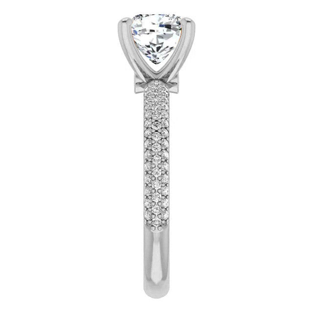 Cushion Moissanite Pave Engagement Ring