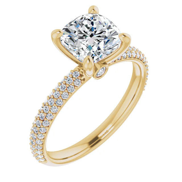 Cushion Moissanite Pave Engagement Ring