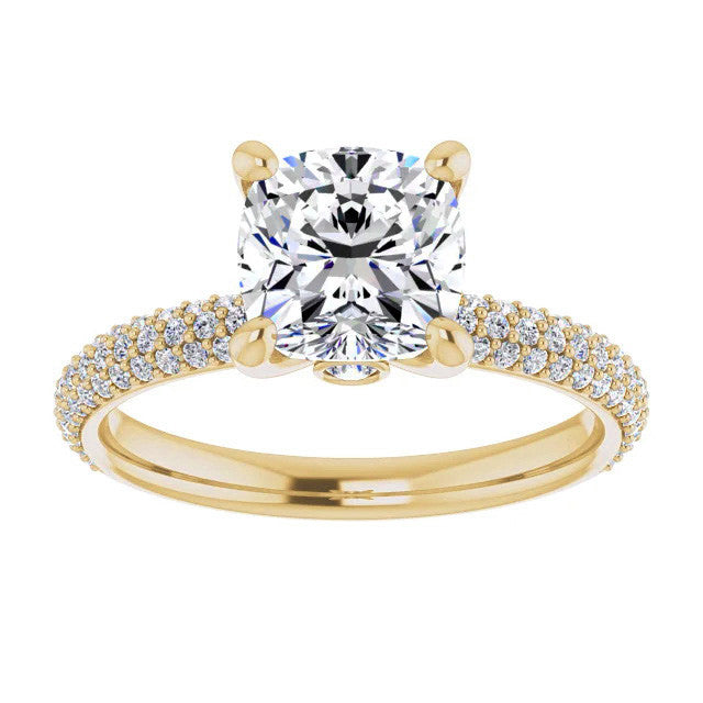 Cushion Moissanite Pave Engagement Ring