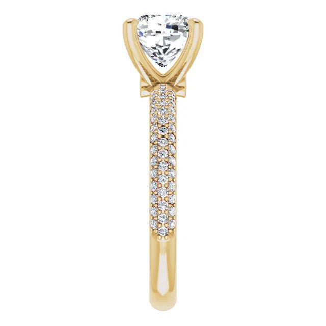 Cushion Moissanite Pave Engagement Ring