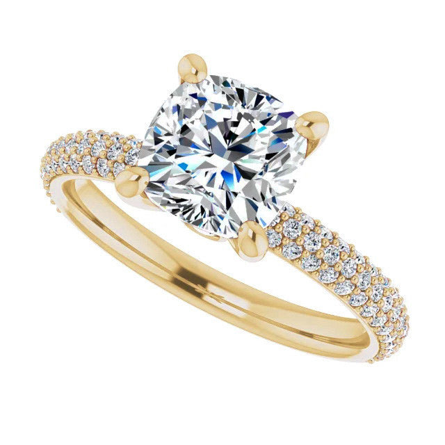 Cushion Moissanite Pave Engagement Ring