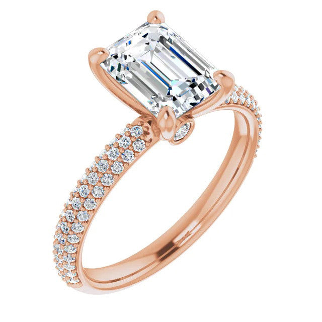 Emerald Moissanite & Pave Diamond Engagement Ring