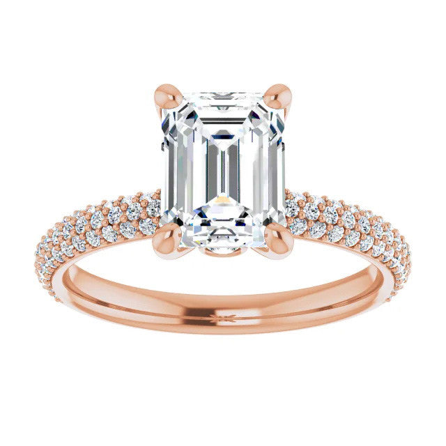 Emerald Moissanite & Pave Diamond Engagement Ring