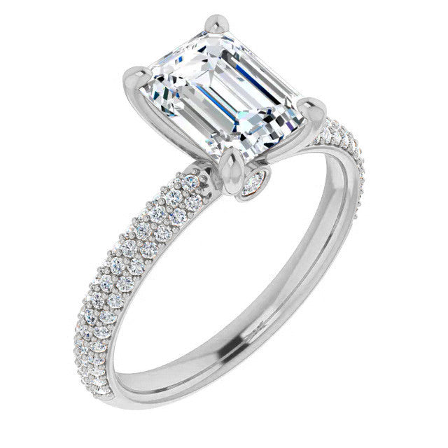 Emerald Moissanite & Pave Diamond Engagement Ring
