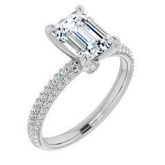 Emerald Moissanite & Pave Diamond Engagement Ring