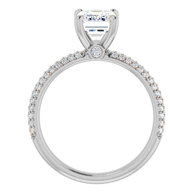 Emerald Moissanite & Pave Diamond Engagement Ring