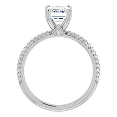 Emerald Moissanite & Pave Diamond Engagement Ring