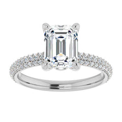 Emerald Moissanite & Pave Diamond Engagement Ring