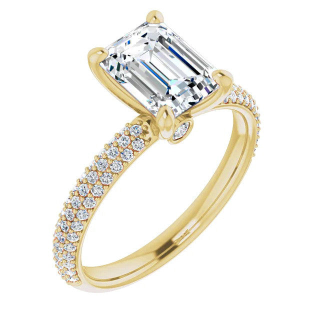 Emerald Moissanite & Pave Diamond Engagement Ring