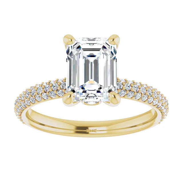 Emerald Moissanite & Pave Diamond Engagement Ring