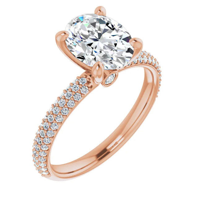 Oval Cut Moissanite Pave Engagement Ring