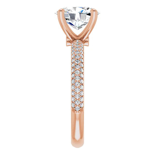Oval Cut Moissanite Pave Engagement Ring