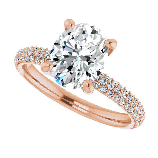 Oval Cut Moissanite Pave Engagement Ring