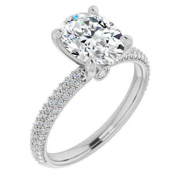 Oval Cut Moissanite Pave Engagement Ring