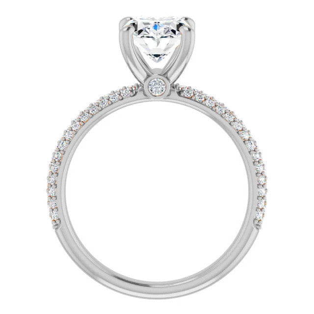 Oval Cut Moissanite Pave Engagement Ring