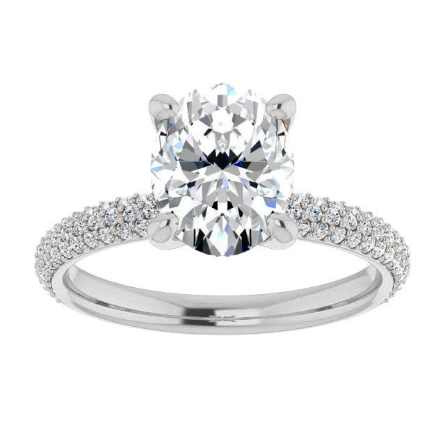 Oval Cut Moissanite Pave Engagement Ring