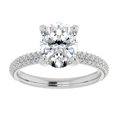 Oval Cut Moissanite Pave Engagement Ring