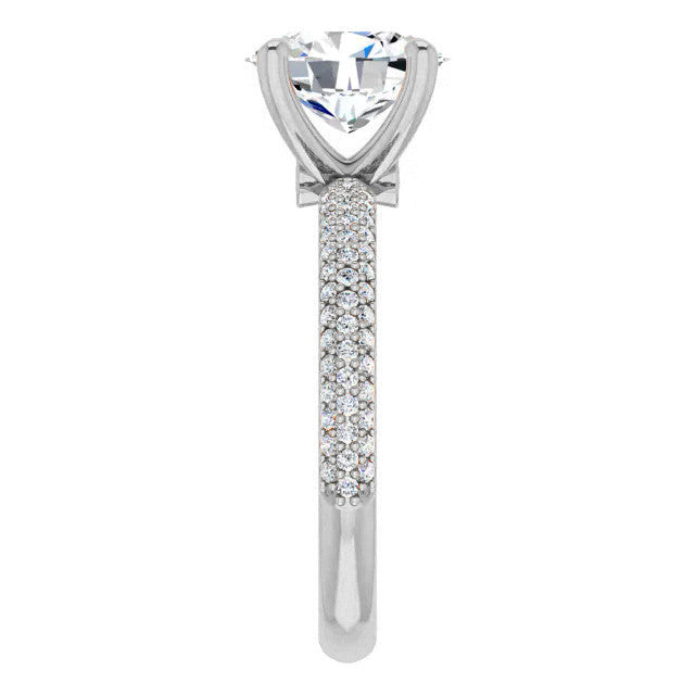 Oval Cut Moissanite Pave Engagement Ring