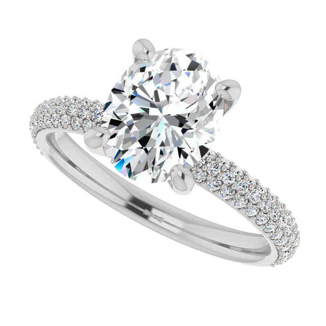 Oval Cut Moissanite Pave Engagement Ring