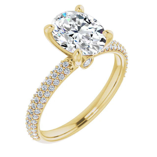 Oval Cut Moissanite Pave Engagement Ring