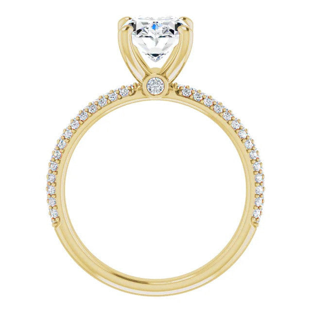 Oval Cut Moissanite Pave Engagement Ring