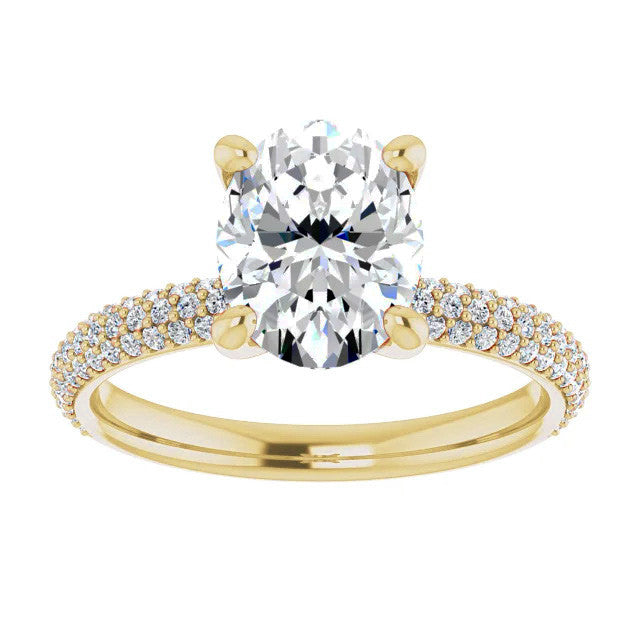 Oval Cut Moissanite Pave Engagement Ring