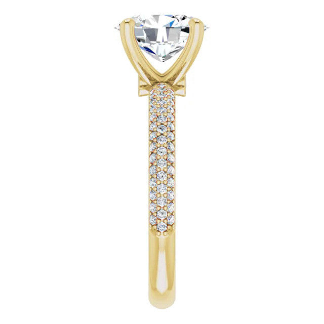 Oval Cut Moissanite Pave Engagement Ring