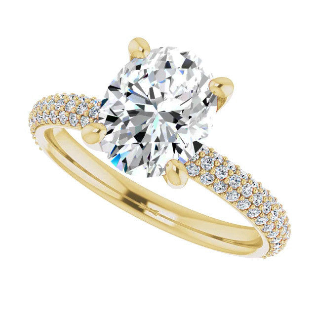 Oval Cut Moissanite Pave Engagement Ring