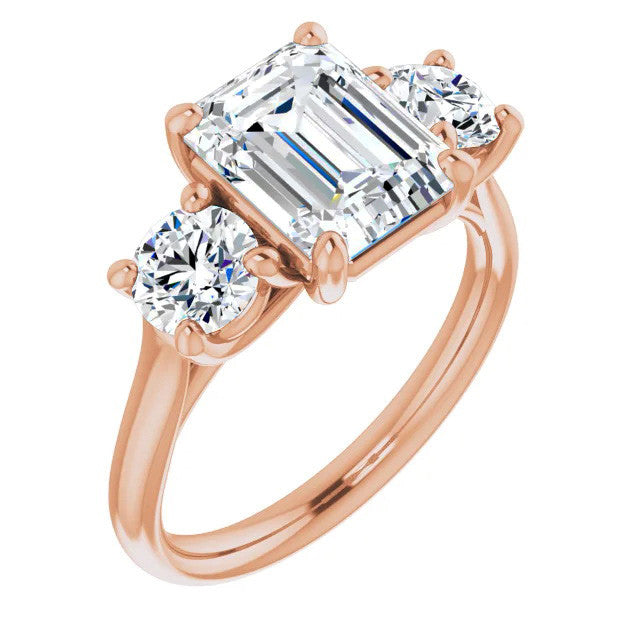 Emerald Moissanite Three-Stone Engagement Ring