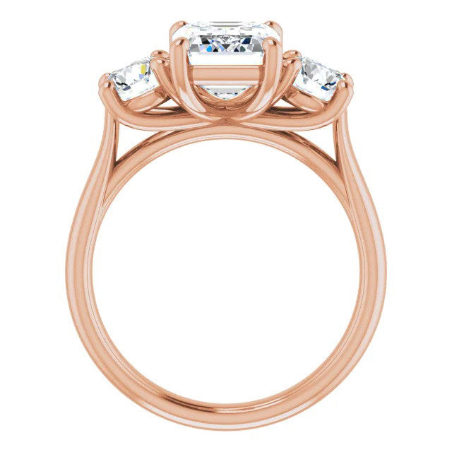 Emerald Moissanite Three-Stone Engagement Ring