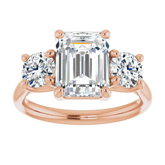 Emerald Moissanite Three-Stone Engagement Ring