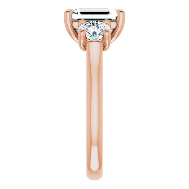 Emerald Moissanite Three-Stone Engagement Ring