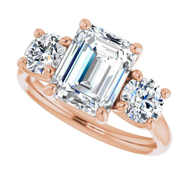 Emerald Moissanite Three-Stone Engagement Ring