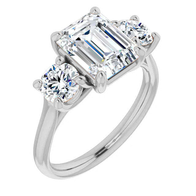 Emerald Moissanite Three-Stone Engagement Ring