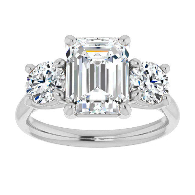 Emerald Moissanite Three-Stone Engagement Ring