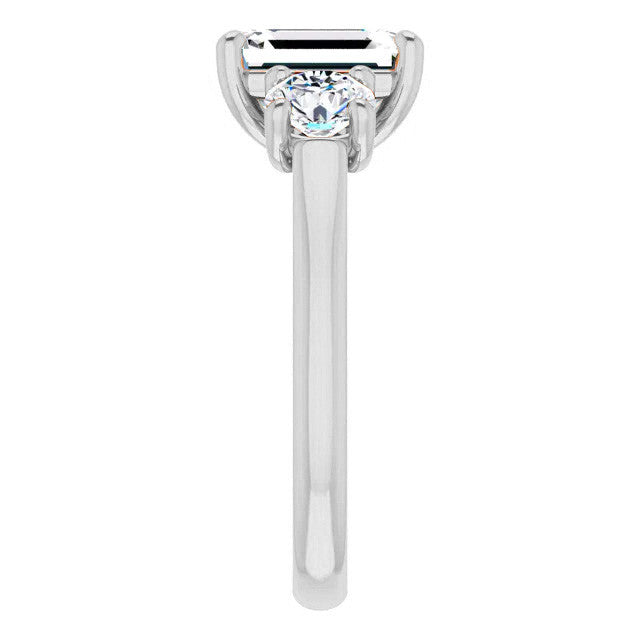 Emerald Moissanite Three-Stone Engagement Ring