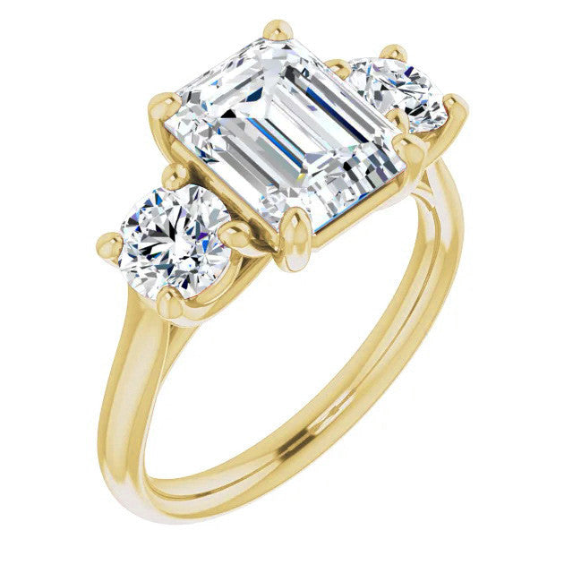Emerald Moissanite Three-Stone Engagement Ring