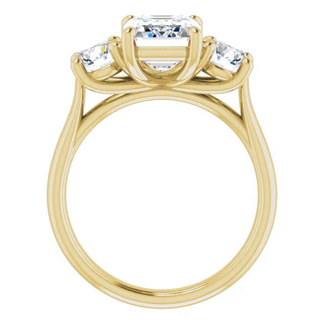 Emerald Moissanite Three-Stone Engagement Ring
