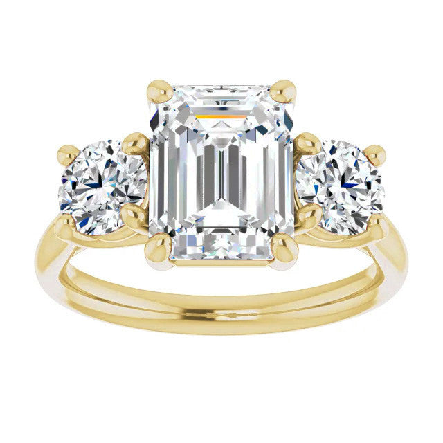 Emerald Moissanite Three-Stone Engagement Ring