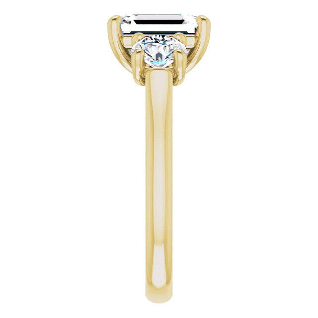 Emerald Moissanite Three-Stone Engagement Ring