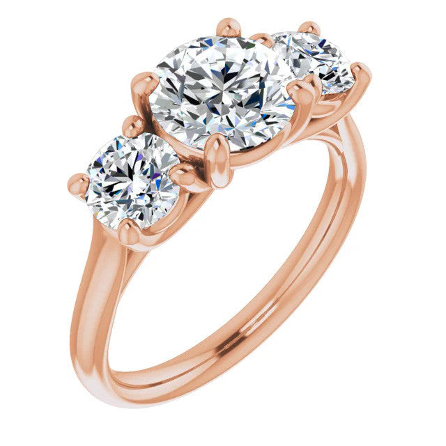 Round Three-Stone Moissanite Engagement Ring