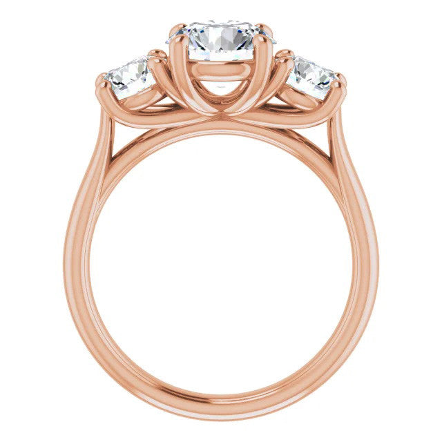 Round Three-Stone Moissanite Engagement Ring