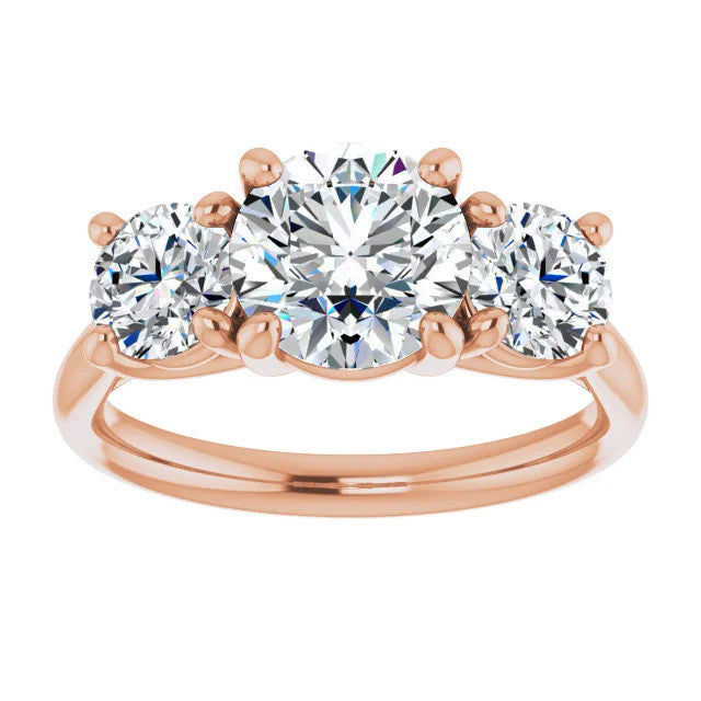 Round Three-Stone Moissanite Engagement Ring