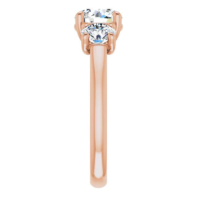 Round Three-Stone Moissanite Engagement Ring