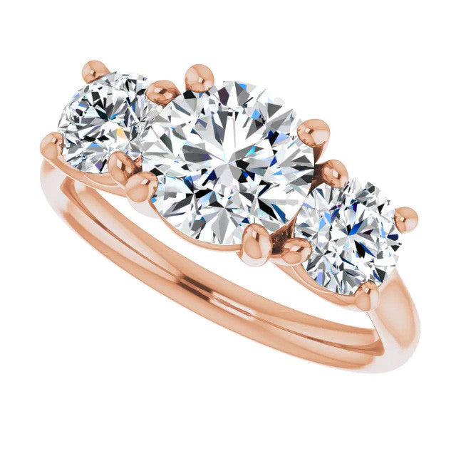 Round Three-Stone Moissanite Engagement Ring