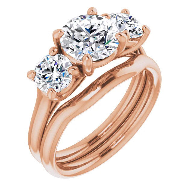 Round Three-Stone Moissanite Engagement Ring